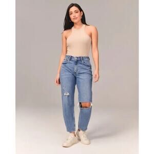 Abercrombie & Fitch A&F The 80's Mom High Rise Jeans Blue Wash Womens Size 00/24
